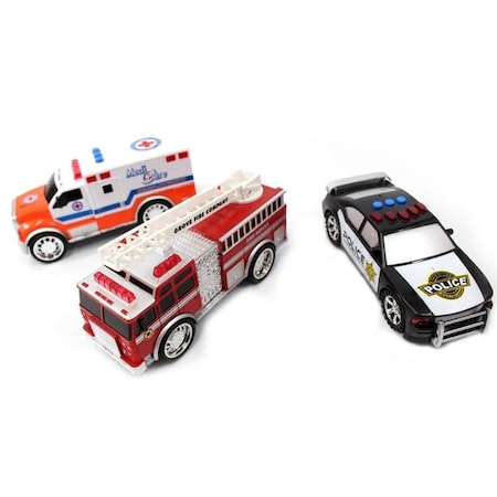 Az Trading & Import AZ Trading & Import PS2014 Kids Emergency Vehicle Playset with Fire Truck; Police Car & Ambulance PS2014
